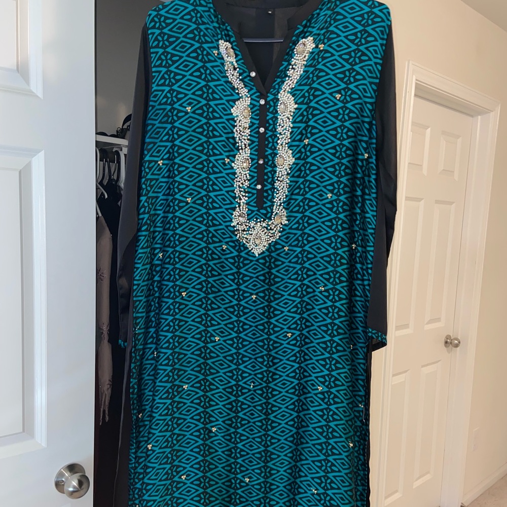 Black and green kurta